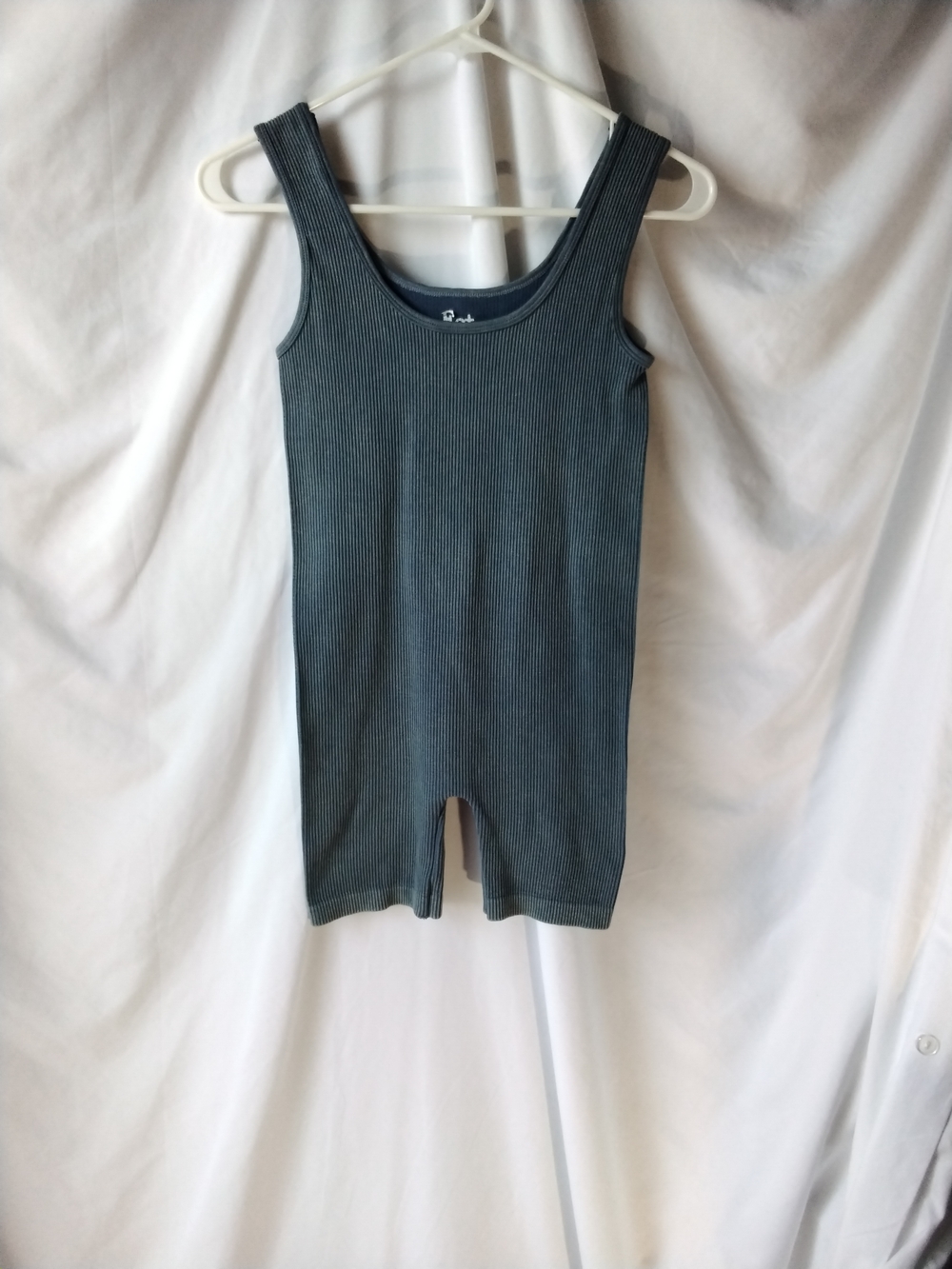 Ribbed Tank Romper in Slate Blue
